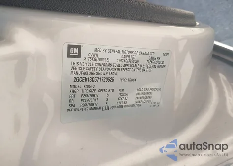 2007 Chevrolet Silverado 1500 Ls from USA, damaged, VIN 2GCEK13C571729525